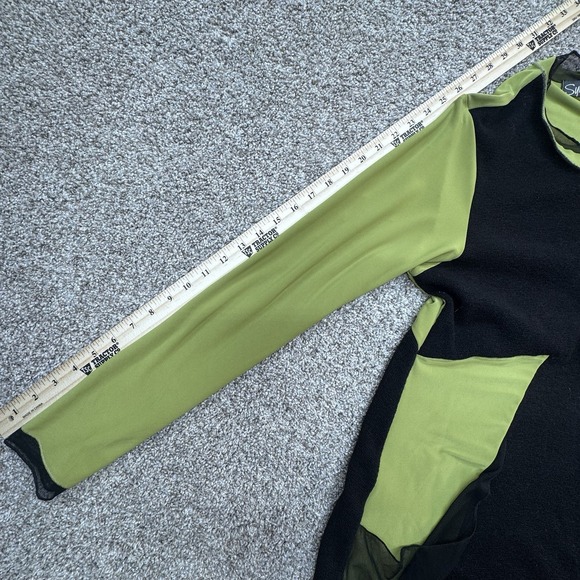 Sympli Fuzzy Tunic Zipper Cardigan Multi Fabrics Green/Black Zippered Pockets 14 - Picture 7 of 7